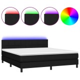 Cumpara ieftin Pat cu arcuri, saltea si LED, negru, 180x200 cm, textil