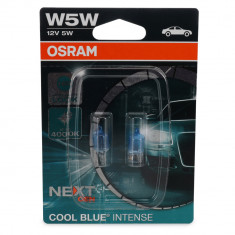 Set 2 Buc Bec Osram W5W 12V 5W W2,1x9,5d 4000K Cool Blue Intense Next Generation Blister 2825CBN-02B