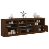 vidaXL Servantă cu lumini LED, stejar maro, 202x37x67 cm