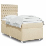 Cumpara ieftin Pat box spring cu saltea, crem, 100x200 cm, textil