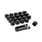 Cumpara ieftin Set 20 capace negre din plastic pentru prezoane 17mm + cheie extragere