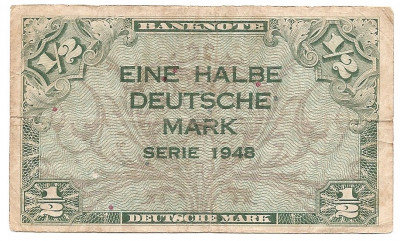 Germania &amp;frac12; Deutsche Mark 1948 - U.S. Army Command, Cod 01, P-1 foto