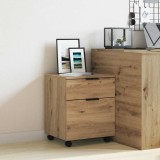 vidaXL Dulap mobil pentru fișiere cu roți Artisan Stejar Lemn 856950