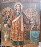 Litografie veche religioasă &ndash; Sf. Ștefan, tipărită probabil la Odessa, sec. XIX