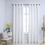 Draperii opace cu inele metalice, 2 buc., alb, 140 x 245 cm