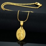 Cumpara ieftin Colier Aurit Medalion Fecioara Maria, NYTRO, 45cm, Cupru, Bijuterie Spirituala Protectoare, Cadou Religios Femei
