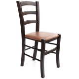 Scaun Paesana - cadru wenge - imitatie piele - diverse culori - Cognac 8070