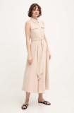 Answear Lab rochie culoarea bej, midi, evazată