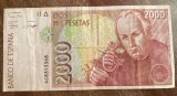 B11 - Bancnota foarte veche - Spania - 2000 pesetas - 1992