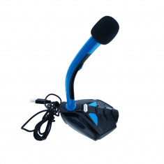 Microfon gaming K1-BL, cu baza 120 x 104 mm, lungime cablu 140 cm, conector USB, negru cu albastru foto