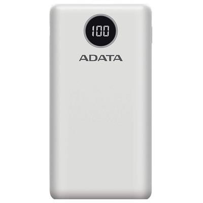 POWER BANK ADATA 20000mAh, Quick Charge 3.0 + PD 18W, 2 x USB &amp;amp;amp; 1 x USB-C, digital display pt. status baterie, P20000QCD 20.000 mAh, total 3A, alb foto