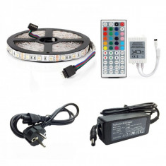 Kit banda LED RGB, 5 m, telecomanda cu 44 de taste, 12V