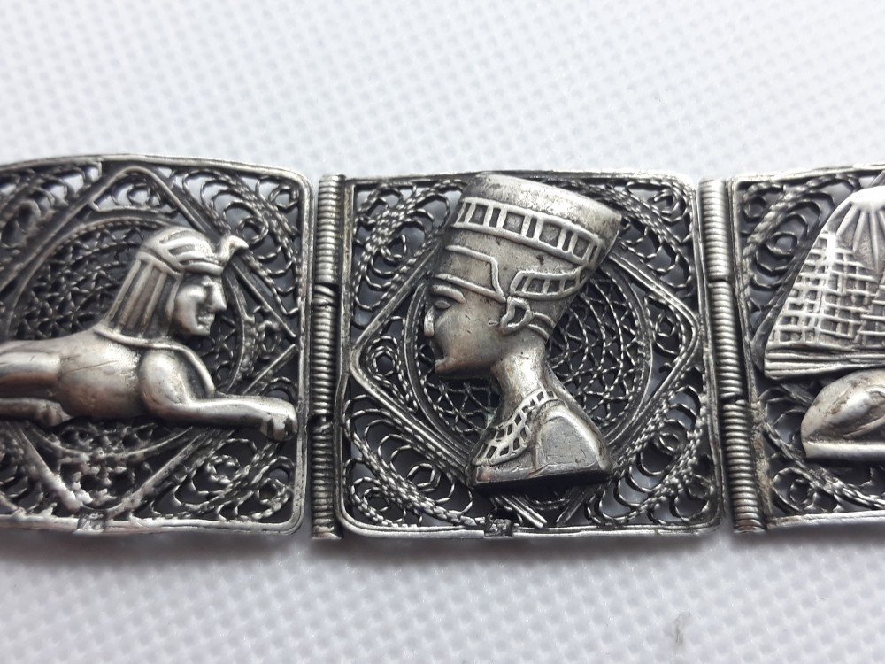 BRATARA argint EGIPT simboluri VECHI manopera EXCEPTIONALA in filigran LATA  rara | Okazii.ro