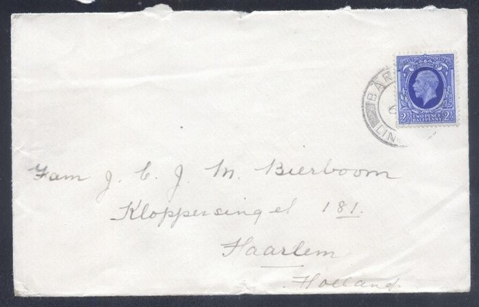 Great Britain 1937 Postal History Rare, Cover to Netherland Haarlem D.105
