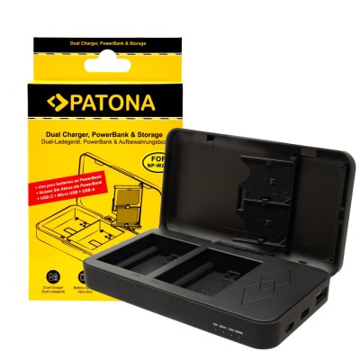 Incarcator Patona Dual NP-W235 cu functie Power Bank si spatiu pentru 2x carduri SD 1721 foto