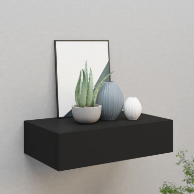 vidaXL Dulap de perete cu sertare, negru, 40x23,5x10 cm, MDF foto
