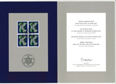 ELVETIA 2000 CRACIUN , PLIANT CU STAMPILA SPECIALA foto