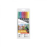 Set Tombow Creativ ABT Dual Brush Pen Derma 6 culori