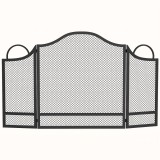 HOMCOM Paravan pentru Șemineu Pliabil cu 3 Panouri, Protecție Anti-Sc&acirc;ntei, Metal, 122x1x74 cm, Negru | Aosom Romania