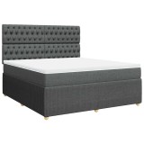 Cumpara ieftin Pat box spring cu saltea, gri inchis, 180x200 cm, textil