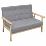 Canapea cu 2 locuri, gri deschis, material textil GartenMobel Dekor, vidaXL