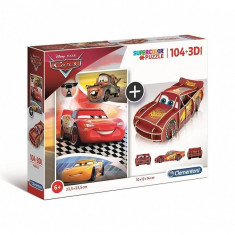 Puzzle Cars + Puzzle 3D Clementoni 104 piese