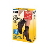 Șosete 1/2 Damă Lycra, Corto 20 Den (2+1 gratis) - Nero, 36-39 (23-25)
