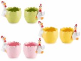 Set 6 suporturi oua ceramica multicolora 10.5x8x10 cm