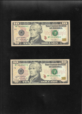 Set Statele Unite ale Americii USA SUA 2 x 10 dollars 2013 aunc consecutive foto