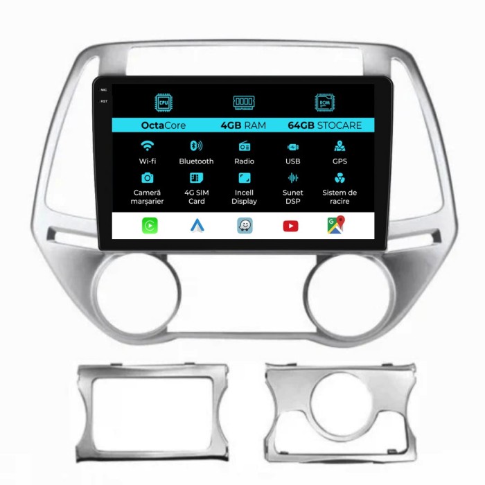 Navigatie Dedicata Hyundai I20 (2011-2015), 9Inch, 4Gb Ram, 64Gb Stocare, Carplay