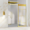 Paravan dus cu usa glisanta Glissando Gold, model Urban auriu, sticla clara securizata, pentru nisa cu latime intre 150-160x205 cm, Leroy Glass