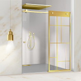 Paravan dus cu usa glisanta Glissando Gold, model Urban auriu, sticla clara securizata, pentru nisa cu latime intre 160-170x205 cm, Leroy Glass