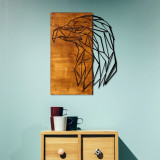 Decoratiune de perete, Kartal, 50% lemn/50% metal, Dimensiune: 47 x 58 cm, Nuc / Negru, Skyler