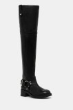 Steve Madden ghete de piele Bosal femei, culoarea negru, cu toc drept, SM11003230