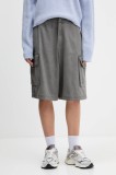 adidas Originals pantaloni scurți jeans Cargo Jorts culoarea gri, uni, high waist, JD0139