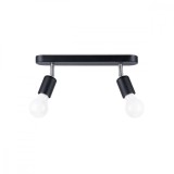 Lampă De Tavan Fornes Negru Oțel 2 Becuri Reflectoare Minimalist De Interior