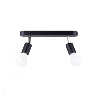 Lampă De Tavan Fornes Negru Oțel 2 Becuri Reflectoare Minimalist De Interior foto