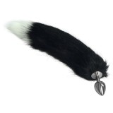 Plug anal din metal cu coada superba, cu design luxos Metal Anal Tail Black +