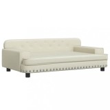 Cumpara ieftin Pat de caini, crem, 90x53x30 cm, piele ecologica