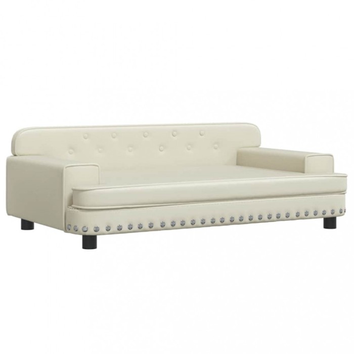 Pat de caini, crem, 90x53x30 cm, piele ecologica
