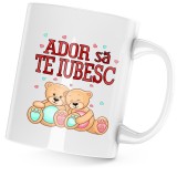 Cana alba personalizata &quot;Cadou Valentine&#039;s Day Ziua Indragostitilor Ador sa te iubesc&quot;, INOVATIX&reg;. 330ml, Oem
