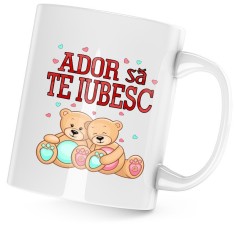 Cana alba personalizata &quot;Cadou Valentine&#039;s Day Ziua Indragostitilor Ador sa te iubesc&quot;, INOVATIX&reg;. 330ml