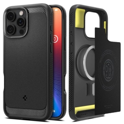 Husa pentru iPhone 16 Pro Max - Spigen Rugged Armor MagSafe - Matte Black foto