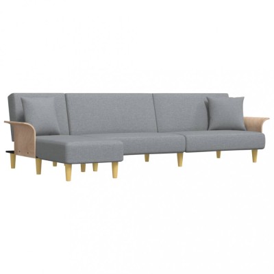 Canapea extensibila in forma de L gri 279x140x70 cm catifea foto