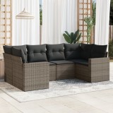 vidaXL Set mobilier grădină cu perne, 6 piese, gri, poliratan 3251717