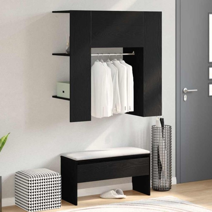 vidaXL Dulap pentru hol Stejar negru 97.5 x 37 x 99 cm Lemn compozit 862791