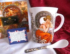CANA SI LINGURITA PORTELAN DECOR ALFONS MUCHA QUEEN ISABELL CANA APA CEAI 10.5 CM