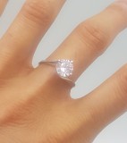 Superb inel din argint model deosebit solitaire piatra roz pal, 46 - 56