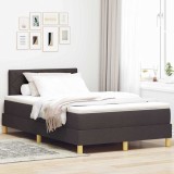 vidaXL Pat boxspring cu saltea Maro &icirc;nchis 120 x 190 cm țesătură