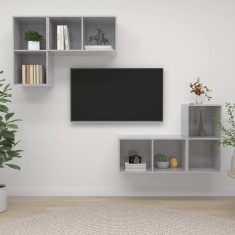 vidaXL Dulapuri TV suspendate, 4 buc, gri beton, lemn prelucrat 3079839